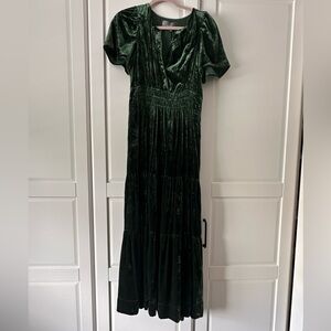 Anthropologie Somerset Velvet Maxi Dress – Emerald Green - Size Small